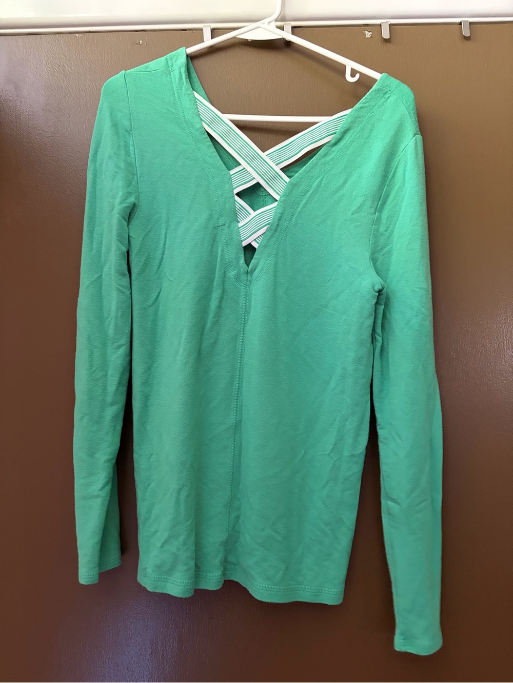 Lilly Pulitzer Luxletic Green Long-Sleeve V-Neck Top with Crisscross Back